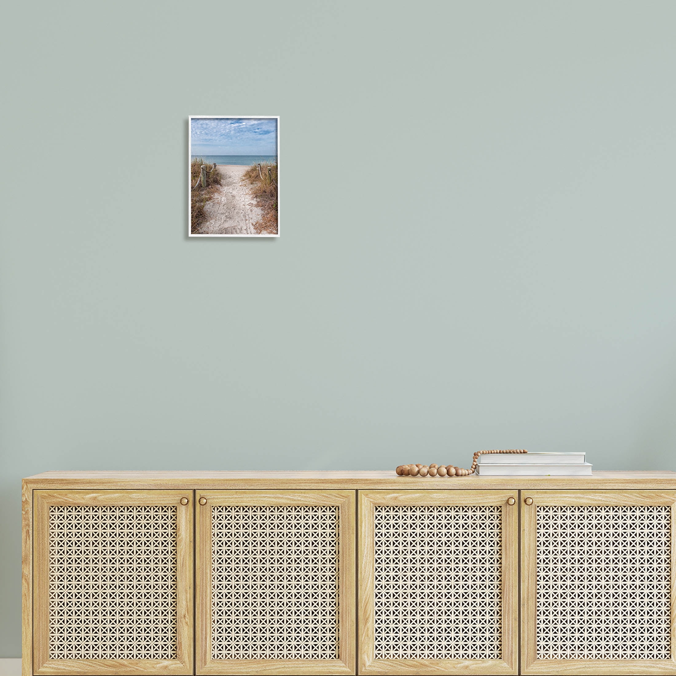 Stupell Industries Sandy Ocean Boardwalk Summer Horizon Photograph White Framed Art Print Wall Art, Design by Mary Lou Photography