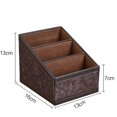 thumbnail image 2 of Caja de almacenamiento retro de cuero PU para cosméticos, mando a distancia, teléfono, mesa, organizador para el hogar y la oficina, 2 of 8