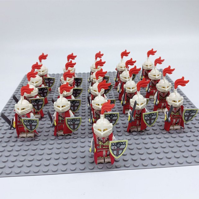 Bloques de construcción de la serie AX01A de 21 piezas, muñecos de caballeros dorados, juguetes ensamblados para niños