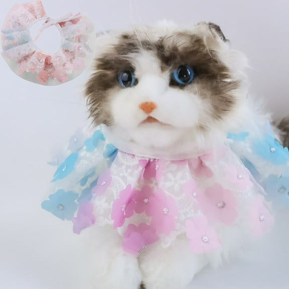 shenmeida Cat Collar, Kitten Collar Kitty Lace Flower Edge Mesh Scarf for Small Dogs Cat Kitten Girl Necklace Accessories