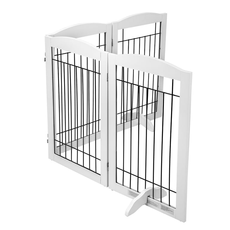 STAROUS Freestanding Wire Pet Gate for Dogs 60 inches Extra Wide 30 inches Tall Dog Gate White 3 Panels