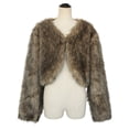 thumbnail image 4 of Yokua Womens Thicken Coat Plush Coat Cropped Long Sleeve Lapel Fuzzy Winter Warm Outerwear, 4 of 13