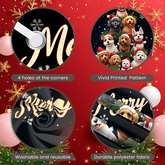 Decorative Design Merry Christmas Banner Festive Theme Reindeer Santa Claus Wreath Celebration for Holiday Party Indoor Decoration Event Celebration