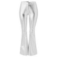 thumbnail image 3 of DuoJiaJ Women's Shiny Metallic Flared Pants High Waisted Stretchy Bell Bottom Wide Leg Pants Trousers Women’s Casual Cargo Pants Elastic Waist, 3 of 4
