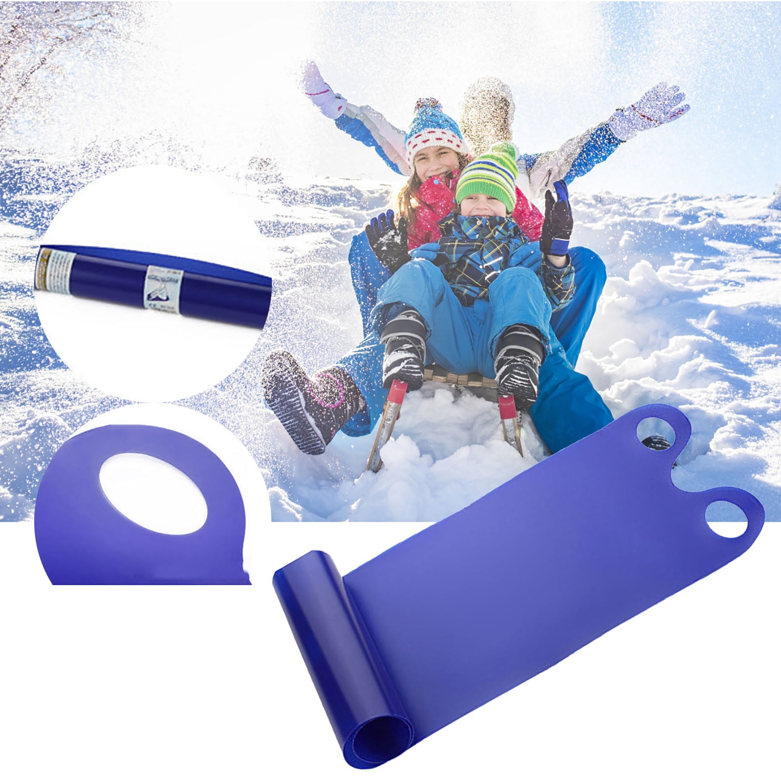 Snow Sled Kids Sled Adult Snowboard Ski Snow Sled Roll Up Sand Grass Slider Pad Board with Hollow Handle Outdoor Sports Grass Slide for Kids/Adults Snow Scooter 