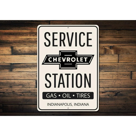 Chevy Service Station Novelty Decor, Metal Wall Sign - 10x14 Inches