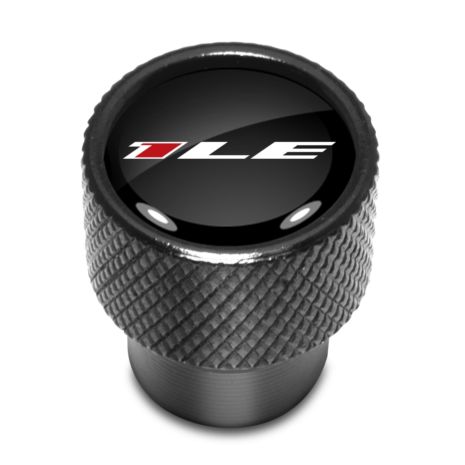 Chevrolet Camaro 1LE Logo in Black on Black Aluminum Tire Valve Stem Caps