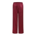 thumbnail image 4 of TTUHYWXI Womens Wide Leg Pajama Pants Satin Silk Casual Loose Elastic Waist Lounge Pants Pj Bottoms (Wine, M), 4 of 9