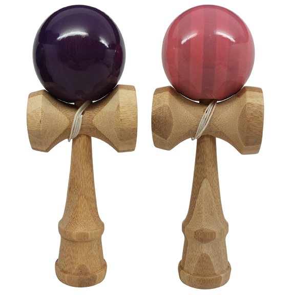 Kendama Toy Co. | Paquete de 2 | Competición Pro Kendama tamaño completo | Juguete de coordinación de bolas y tazas de madera maciza | Paquete rosa y morado