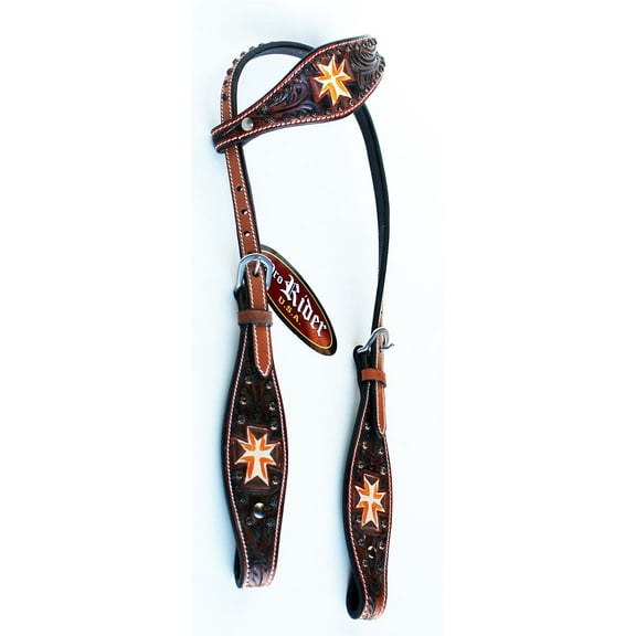 Horse Show Tack Bridle Western Leather Headstall Orange 8910H