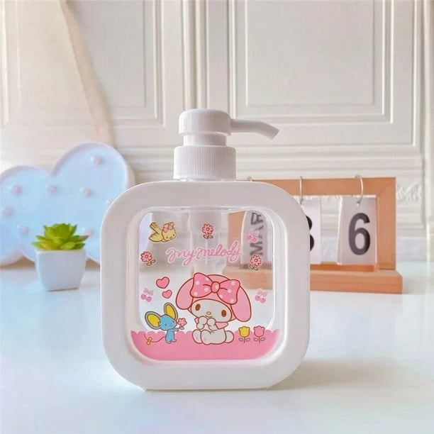 Sanrioed Cinnamoroll Hello Kitty Melody Kuromi Pochacoo botella de loción exprimible, gel de baño portátil, líquido para lavarse las manos, embotellado vacío