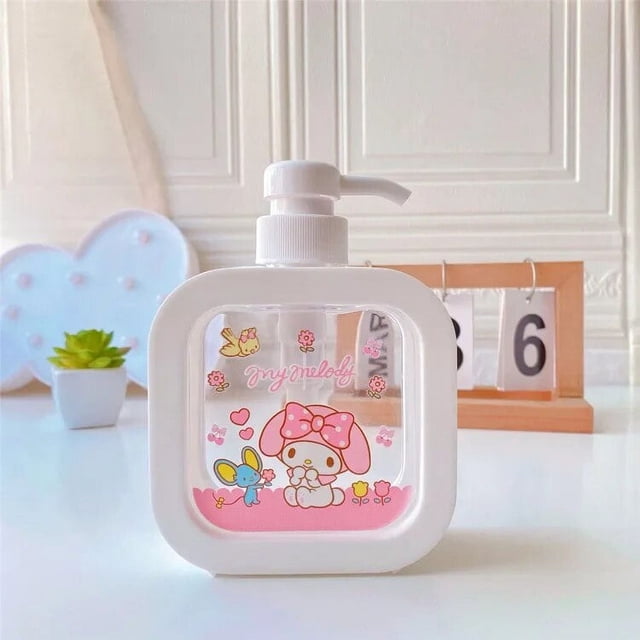 Sanrioed Cinnamoroll Hello Kitty Melody Kuromi Pochacoo botella de loción exprimible, gel de baño portátil, líquido para lavarse las manos, embotellado vacío