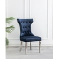 thumbnail image 4 of K-LIVING ORICA CHAISES EN VELOURS BLEU AVEC PIEDS EN ACIER INOXYDABLE ET POIGNÉE ARRIÈRE ROBUSTE (2 CHAISES), 4 of 5
