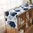 thumbnail image 6 of Navy Blue Marble 90 Inch Table Runner, Gold White Geometric Hexagon Modern Farmhouse Dresser Scarf Cotton & Linen Tablerunner for Dining/Kitchen Island/Holiday Party Décor 13" x 90", 6 of 9