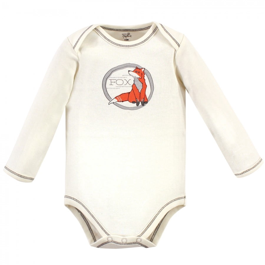 Touched by Nature Baby Boy Organic Cotton Long-Sleeve Bodysuits 5pk, Boho Fox, 9-12 Months
