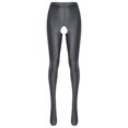 thumbnail image 3 of Lencería Sexy para mujer, pantalones ajustados abiertos en la entrepierna, pantimedias sin entrepierna recortadas, medias brillantes de cintura media, mallas con cintura elástica, 3 of 5