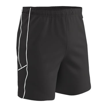 Champro Sports Header Soccer Shorts, Adult Large, Black, White Trim