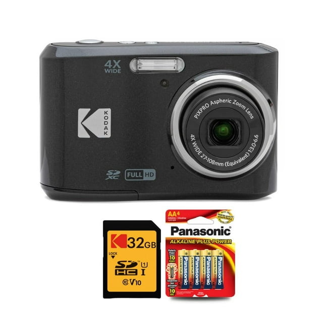Cámara digital KODAK PIXPRO FZ45 negra con tarjeta SDHC de 32 GB
