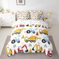 thumbnail image 3 of Manfei Construction Truck Boys 7pcs Bedding Comforter Set, Cartoon Tractor Queen Bedding Sets, Vehicle Theme Reversible Queen Sheet Sets, Microfiber Bedroom Decor, 3 of 8