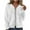 White, variant on Clearance Women Bomber Jacket Full Zip Up Coat with Pockets Long Sleeve Casual Solid Cropped Outerwear (XL, White)