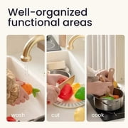 Tiny Land Wooden Play Kitchen with Real Running Water - Pretend Play Set for Toddlers 3+
