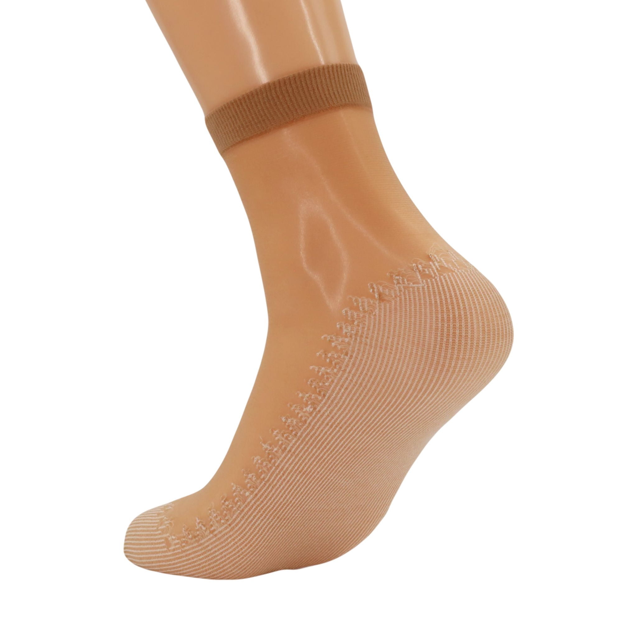 Women's 10-Pack Sheer Ankle Socks - Anti-Slip Cotton Sole & Reinforced Toe, Fits Shoe Size 5-10