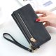 thumbnail image 5 of Cartera de cuero vegano para mujer, cartera larga plegable con bolsillo para monedas con cremallera, 5 of 6