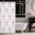 thumbnail image 3 of Erosebridal Pale Satin Bow Ribbon Shower Curtain 72Wx72L for Girls, Romantic Floral Print Waterproof Bathroom Curtain, 3 of 5