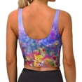 thumbnail image 4 of Picia Colorful Purple Cosmos Flower Sports Bra for Women,Padded Strappy Sports Bras Medium Support Yoga Bra with Removable Cups,Running Yoga Bra-X-Large, 4 of 9
