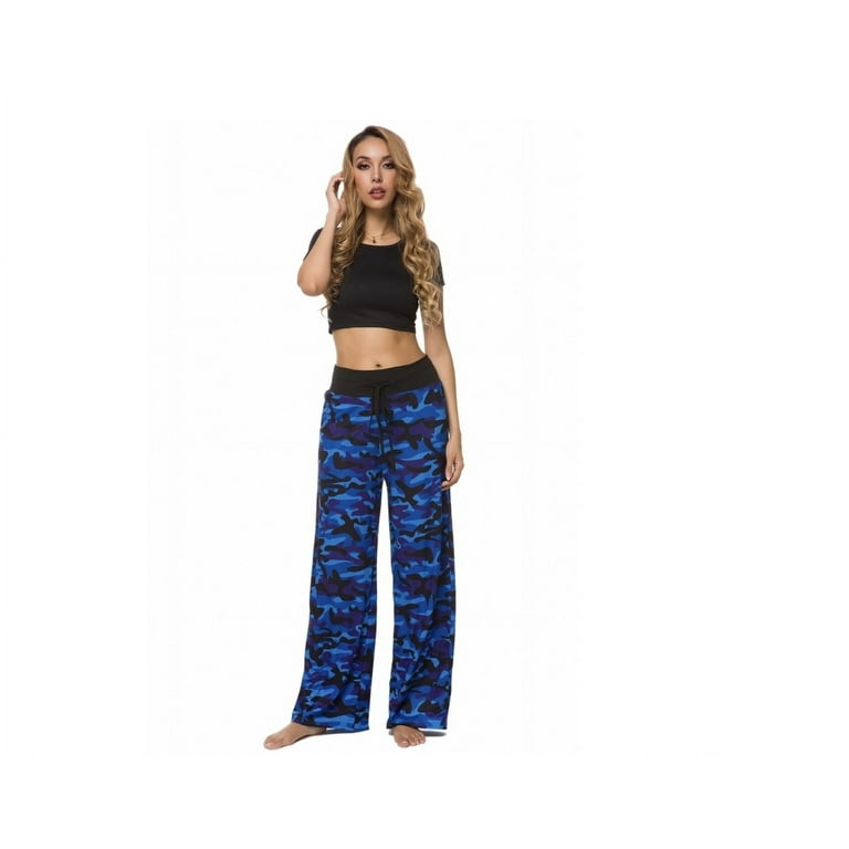 Lilly Posh Women s Comfy Stretch Drawstring Camouflage and Floral Lounge Pants with Black Waist