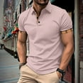 thumbnail image 2 of WREESH Men's Button-Up Henley Shirts Casual T-Shirt with Solid Color Turndown Collar and Short Sleeve for a Stylish Look Pink, 2 of 9
