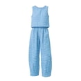 thumbnail image 7 of Htigea Womens Plaid 2 Piece Sets Casual Sleeveless Tank Tops Pants Matching Outfits Summer Loungewear 03 Blue M, 7 of 7