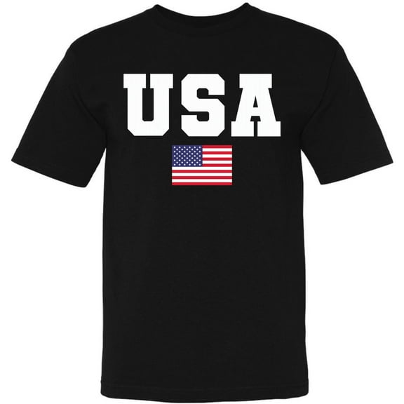 USA Text Flag Printed T-Shirts | 4th of July United States of America Short Sleeve Patriotic Independence Day Shirt | Made in USA Tees