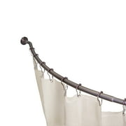 Teamson Home 3 In 1 Bathroom Shower Curtain, Rod & Hook Set Curved 9873