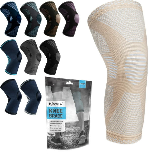 Rodillera POWERLIX: la mejor rodillera para el dolor de piernas para hombres y mujeres. Soporte de rodilla para correr, baloncesto, voleibol, levantamiento de pesas, gimnasio, entrenamiento y deportes