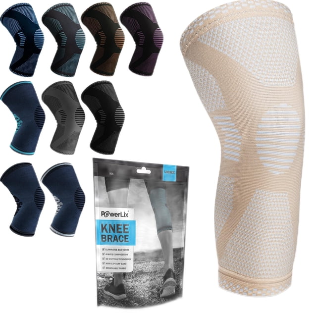 Rodillera POWERLIX: la mejor rodillera para el dolor de piernas para hombres y mujeres. Soporte de rodilla para correr, baloncesto, voleibol, levantamiento de pesas, gimnasio, entrenamiento y deportes