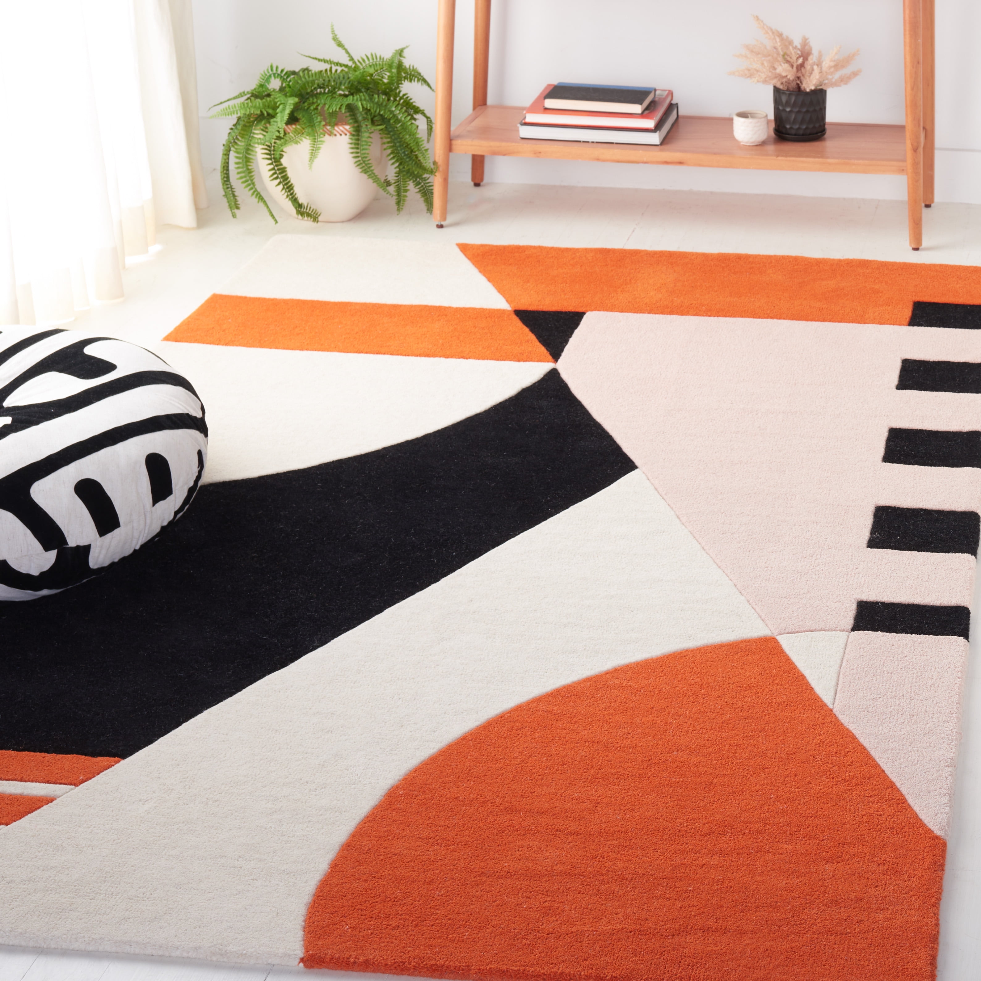 SAFAVIEH Rodeo Drive Kenneth Abstract Area Rug, Ivory/Rust, 4' x 6'
