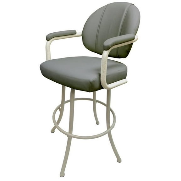 Tobias Designs 30" Vinyl Upholstered Swivel Bar Stool in Gray and Beige