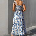thumbnail image 3 of Women's Floral Printed Boho Maxi Dress Square Neck Strapped Swing A Line Sundress Beach Long Outfits, 3 of 7