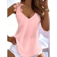 thumbnail image 3 of Lace Strap V Neck Tank Top, Casual Solid High Elastic Fashion Sleeveless Tank Top, Women's Clothing, 3 of 5