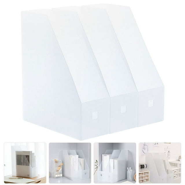 3pcs File Storage Rack Magazine File Folders Desktop Acrylic File Holder Decorative File Folders Desk Organizer Clear Files Rack Vertical File Organizer File Bin For Home Office