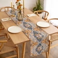 thumbnail image 5 of Turmeric Floral Table Runner 13x60 inch Medieval Ethnic Turkey Cotton Linen Dining Table Runner Ideal for Dresser Kitchen Coffee Tables - Machine Washable, 5 of 9