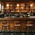 thumbnail image 2 of StorageWorks Leather Counter & Bar Stool with Large Seat and Back, Brown, Set of 2, 2 of 8