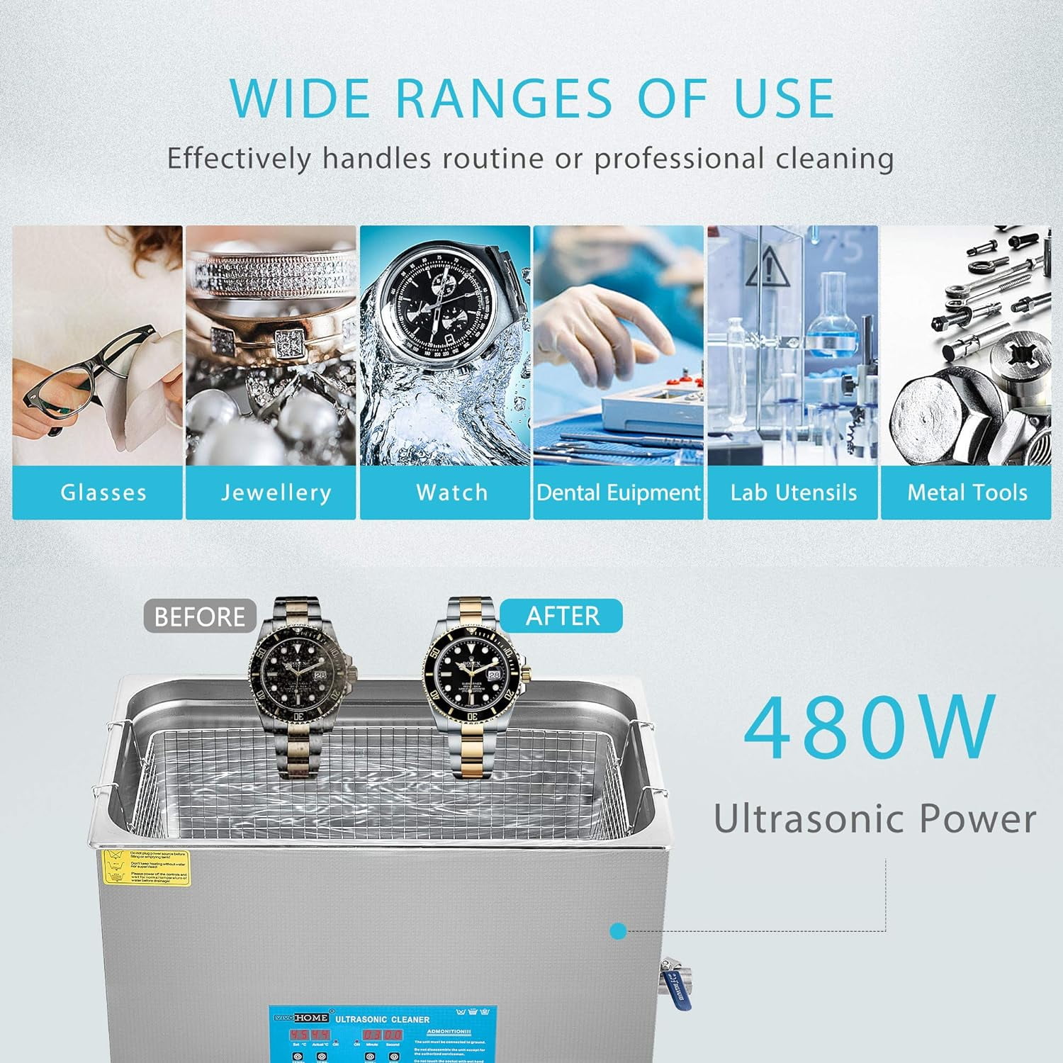 SPECSTAR Professional 22L Portable Touch Controllable Electric Ultrasonic Cleaner Machine with Digital Timer and Heater for Parts Jewelry Watch Coin Glass Circuit Board