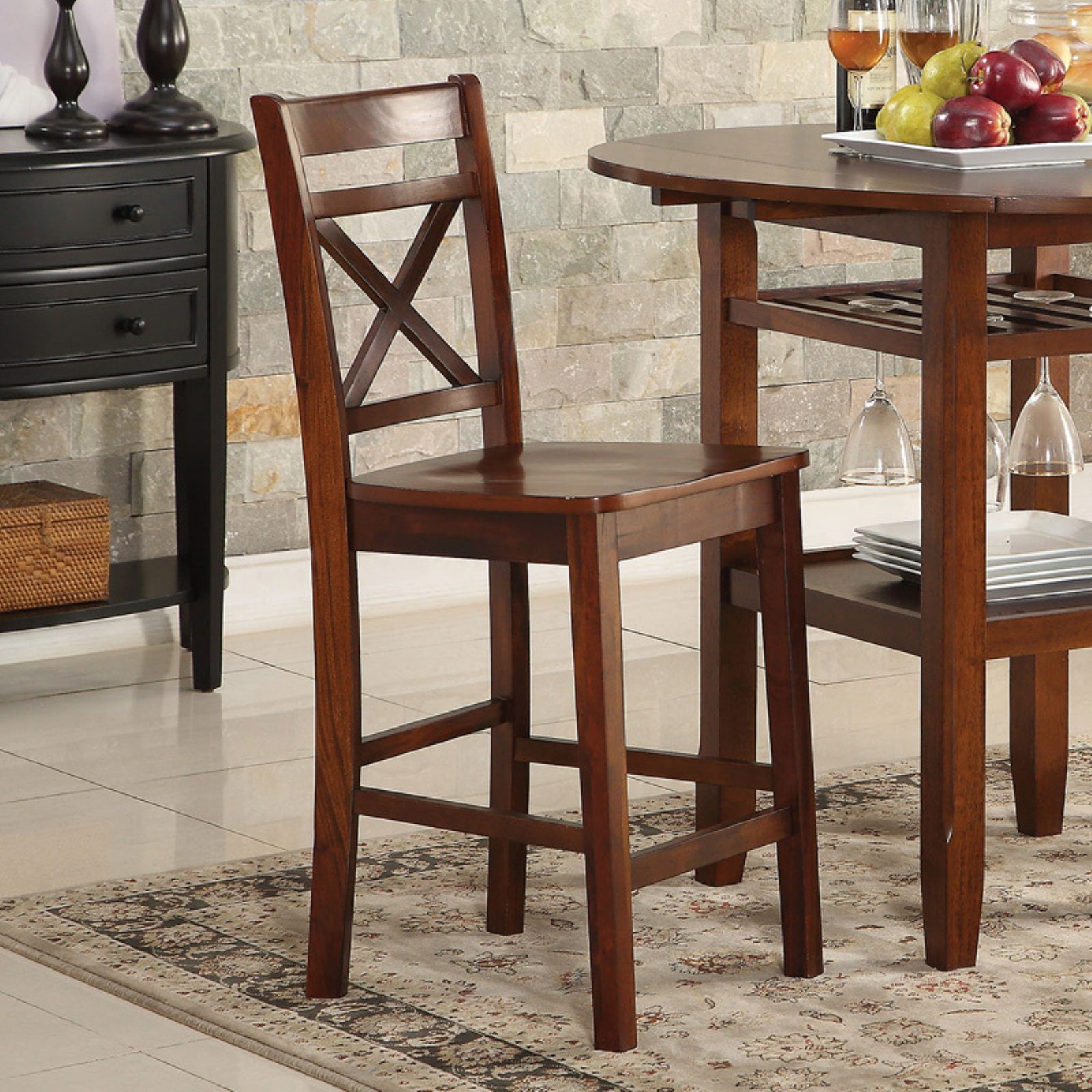 Acme Tartys Counter Height Chair Cherry Set Of 2