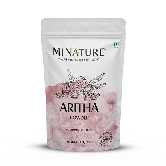 mi naturaleza Aritha (Sapindus Laurifolia) Polvo/Jabón de Nuez en Polvo - Acondicionador de cabello orgánico USDA NOP para cabello sedoso de la India (227 g / 1/2 lb)