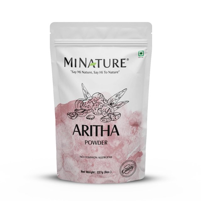 mi naturaleza Aritha (Sapindus Laurifolia) Polvo/Jabón de Nuez en Polvo - Acondicionador de cabello orgánico USDA NOP para cabello sedoso de la India (227 g / 1/2 lb)