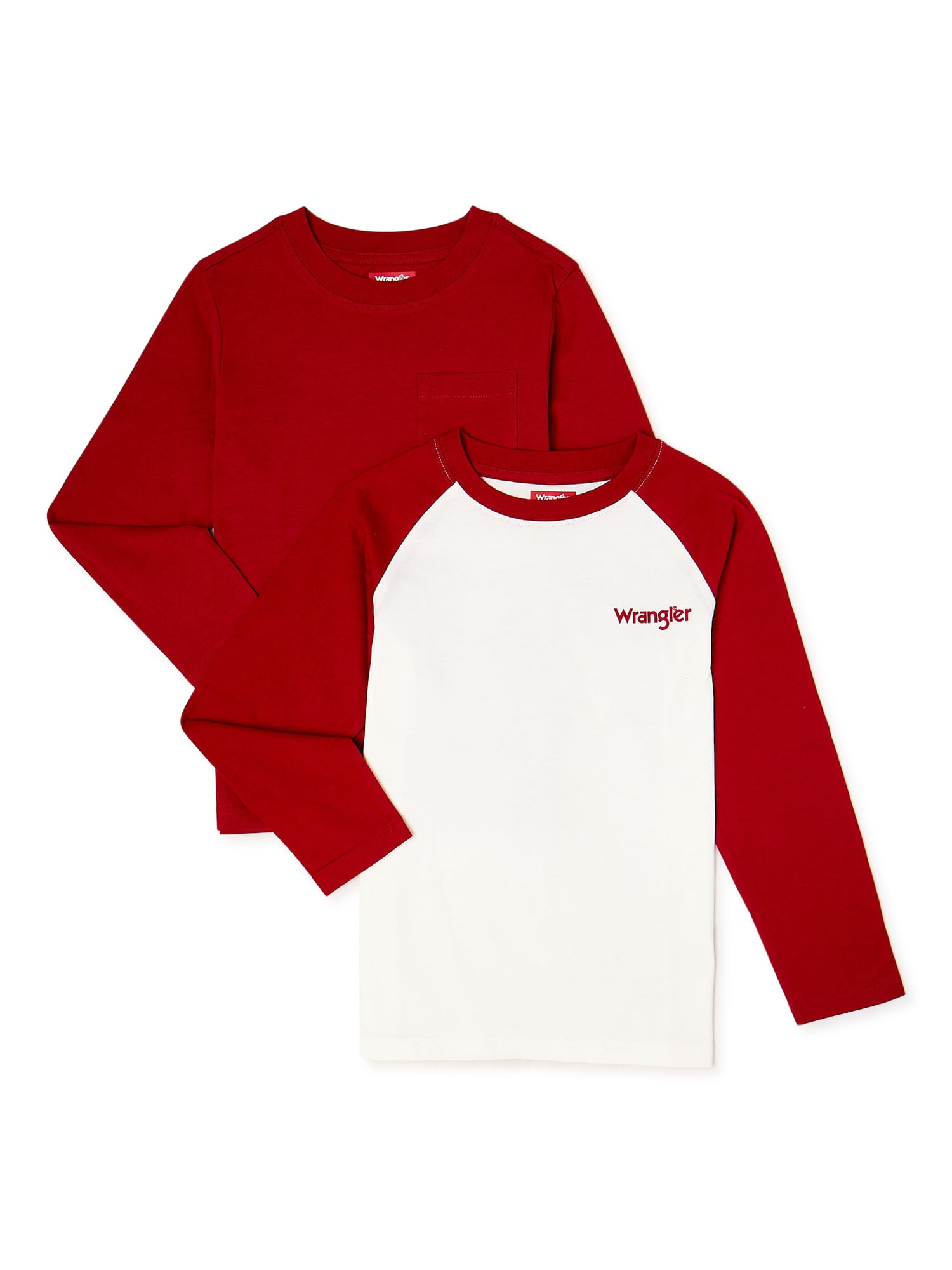 Wrangler Boys Long Sleeve Pocket T-Shirt T-Shirt, 2-Pack, Sizes 4-18 & Walmart.com