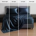 thumbnail image 5 of Lux Decor Luxury Satin Bed Sheets Set Queen Size - 4-Piece Cooling Bed Sheet Set, Silky Soft & Smooth, Deep Pockets up to 15", OEKO-TEX Certified, Skin-Friendly Comfort (Navy Blue), 5 of 10