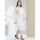 thumbnail image 3 of Falda Midi Allegra K Mujer S Lunares Vintage Con Cremallera En La Cintura Elástica Blanco, 3 of 5